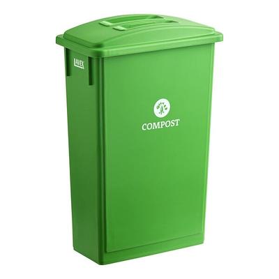 Lavex 23 Gallon Lime Green Slim Rectangular Compost Bin with Flat Lid
