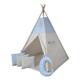 Tipoo Tipi-Zelt Baby Blue – gerippte Kissen, Matte, Stabilisator, Holzdekorationen