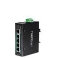 TRENDnet TI-PG50 5-Port-gehärteter industrieller nicht verwalteter Gigabit-Switch, 10/100 / 1000 Mbit / s, DIN-Rail-Switch, 4 x Gigabit PoE + -Ports, 1 x Gigabit-Port