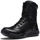 LUBOSCO Men's Military Tactical Boots Lightweight Combat army Boots Outdoor High Top Desert Hiking Boots Lace Up Work Shoes,Black-44(9.5UK)