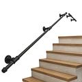 Outdoor Grab Rail, Stair Banister Handrails Handrails for Stairs, Matte Black Industrial Pipe Stair Rails Safety Hand Rail Support Bar Antique Rustic Cast Iron External Outside Wall Mount