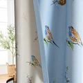 SUOUO Double Sided Birds Pattern Floral Blackout Curtains for Living Room Kids Bedroom Farmhouse Window Drapes Room Darkening 84 Inches Long 2 Panels Blue