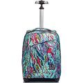 Invicta Rolling backpack, ABSTRACT JUNGLE, Wheeled Book Bag, 2 in 1, Backpack + Trolley, for Teen, Girls&Boys, For School, Sport, Free Time, Laptop Sleeve, Italian Design, blue