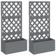 vidaXL 2x Trellis Planters Large Rectangular Lawn Garden Planter Outdoor Patio Flower Pot Stand Lattice Plant Tray Raised Bed Grey WPC