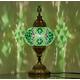 DEMMEX Turkish Moroccan Mosaic Table Bedside Night Lamp, Tiffany Style Colorful Handmade Glass Mosaics Unique Oriental Exotic Table Lamp, 16cm Big Size Globe, 36cm Height, Handmade in Turkey (Green)