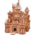 Wood Trick Dragon Castle Moveable Wooden 3D Puzzles for Adults and Kids to Build - Red LED - Greensleeves Melody - Towers Rotating - Engineering DIY Project Mechanical Model Kits for Adults Models