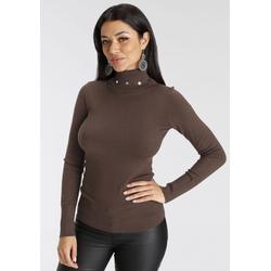 Rollkragenpullover MELROSE, Damen, Gr. 38, braun, Feinstrick, Obermaterial: 50% Viskose, 28% Polyester, 22% Polyamid, unifarben, feminin, sehr figurbetont hüftlang, hoch geschlossener Ausschnitt, Langarm, Pullover, mit Ziernieten