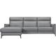 Ecksofa PLACES OF STYLE "Barano in Leder und Webstoff" Sofas Gr. B/H/T: 260 cm x 97 cm x 93 cm, Leder, Recamiere links, grau Leder-Ecksofas