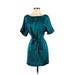 Twelfth Street by Cynthia Vincent Casual Dress - Shift: Teal Solid Dresses - Women's Size P