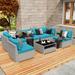 Latitude Run® Marylu Outdoor Seating Group w/ Cushions Synthetic Wicker/All - Weather Wicker/Wicker/Rattan in Blue | Wayfair