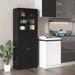 Ebern Designs Ventress 63.5" Kitchen Pantry Wood in Black | 63.5 H x 24 W x 12.5 D in | Wayfair FB83F5B3910D41CAA99CA22125209EFE