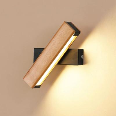 Aiskdan - Wandleuchte led Innen, Moderne Wandleuchte Holz 4W, 360 ° Drehbar Led Wandbeleuchtung