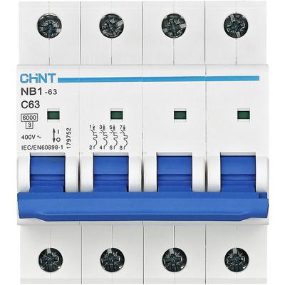179740 NB1-63 4P C10 6kA db Leitungsschutzschalter 4polig 10 a 240 v, 415 v - Chint Image
