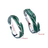 2Pieces/set Retro Vintage Leaf Ring Green Plantain Open Rings Couple Personality Plantain Leaf Ring