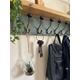 Handmade Farmhouse Decor Wooden Coat Rack and Hooks With Shelf - Robust Floating Hallway Storage Large Black Ceramic and Cast Iron Hooks