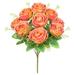 Set of 2 Orange Artificial Vintage Cabbage Rose Flower Stem Bush Bouquet 17in - 17" L x 10" W x 10" DP
