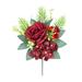 Set of 4 Burgundy Red Artificial Delicate Mixed Rose Hydrangea Flower Stem Bush Bouquet 11in - 11" L x 9" W x 6" DP