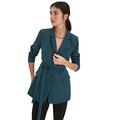 TRENDYOL Damen Trendyol Damen Übergröße Regular Wickelschnitt Plain Webstoff Blazer Coat, Smaragdgrün, 34 EU