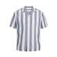 JACK & JONES Herren JPRSUMMER Linen Stripe Shirt S/S LN Hemd, Navy Blazer/Stripes:Relaxed FIT, M