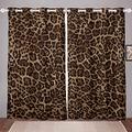 XAONUO Blackout Curtains - 3D Printing Brown Fashion Leopard Print - Super Soft Curtains For Bedroom Eyelet Curtains Drop Noise Reduce Curtains For Living Room/Home 140X110Cm