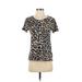 J.Crew Active T-Shirt: Black Animal Print Activewear - Women's Size Small