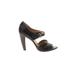 Tahari Heels: Slip On Chunky Heel Casual Brown Print Shoes - Women's Size 6 1/2 - Open Toe