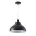 Ebern Designs Ellissa 1-Light Farmhouse Dimmable Black Pendant Light Fixtures Metal in Black/White | 9.8 H x 13.7 W x 13.7 D in | Wayfair