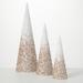 The Holiday Aisle® 11.5"H, 14.75"H & 20"H Beaded Cone Tree Set, Christmas Decor; Gold | 20 H x 6.75 W x 6.75 D in | Wayfair