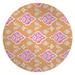 Orange/Pink Round 5' Area Rug - Bungalow Rose POOLSIDE IKAT TANGERINE Area Rug 60.0 x 60.0 x 0.08 in/redPolyester | Wayfair