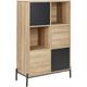 Bookcase 4 Cabinets 2 Open Shelves Light Wood and Grey Moines - Light Wood