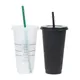 710ml Black White Straw Cup With Lid Color Change Coffee Cup Reusable Cups Plastic Tumbler Matte