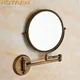 Antique 8" Double Side Bathroom Folding Brass Shave Makeup Mirror Wall Mounted Extend with Arm Round