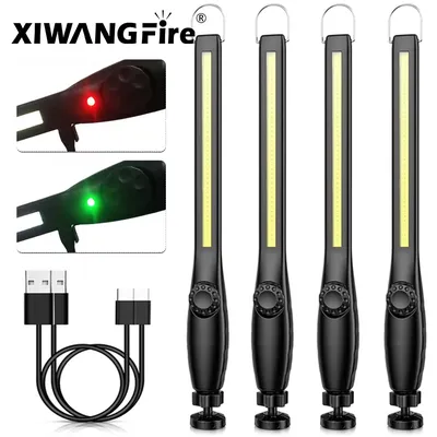 1-10pcs COB LED Flashlight Magnetic Work Light USB Rechargeable Torch Portable Lantern Inspection Light Camping Car Repair Lamp