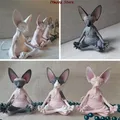 Home Decor Sphynx Cat Meditate Collectible Figurines Miniature Buddha Cat Figurine Animal Model Doll