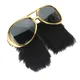 Novelty Gold Sunglasses Funny Beard Glasses 70s Disco Costume Presley Props Funny Disguise Glasses