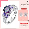 Jellystory Fashion Silver Ring 925 Jewelry with 8*8mm Round shaped Topaz Zircon Gemstones for Women