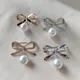 Sparkling Bow Tie Zircon Rhinestone Brooch Crystal Pearl Bowknot Brooches For Women Weddings Party