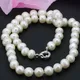 New natural white freshwater cultured pearl 9-10mm nearround beads necklace chain for women elegant