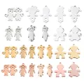 Rumnvnty 5pcs Mirror Polish Stainless Steel Boy Girl Charm Pendant Love Connectors Sister Brother