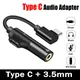 2in1 Type-C To 3.5mm Jack Converter Earphone Audio Adapter Headphone Aux Charge Cable Converter Not