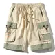 2023 Summer Cargo Shorts With Pockets Cotton Streetwear Casual Men's Shorts Ribbons Bermuda Short