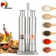 BEEMAN Manual Salt and Pepper Grinder Set Thumb Push Pepper Mill Stainless Steel Spice Sauce