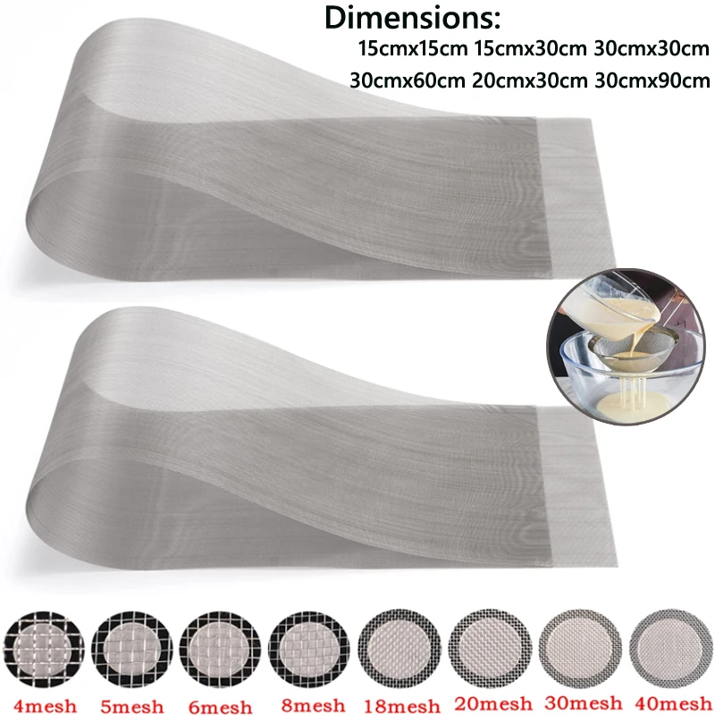 1–5 Stück Filtersieb aus Edelstahl 304, 4/5/8/20/30/40–400 Mesh, gewebter Draht, hochwertiges Siebfilterblatt aus Edelstahl Image