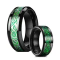 Mode Grün Carbon Fiber Inlay Schwarz Wolfram Hochzeit Ring Für Männer Edelstahl Ring Celtic Dragon