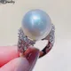 Elegante Perle Zirkonia Ringe Bling Iced Out CZ Simulierte Perle Ringe für Frauen Hochzeit Partei