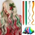 Lange Synthetische Haar Extensions Mit Clips Hitze Beständig Gerade Haar Extensions Reine Farbe