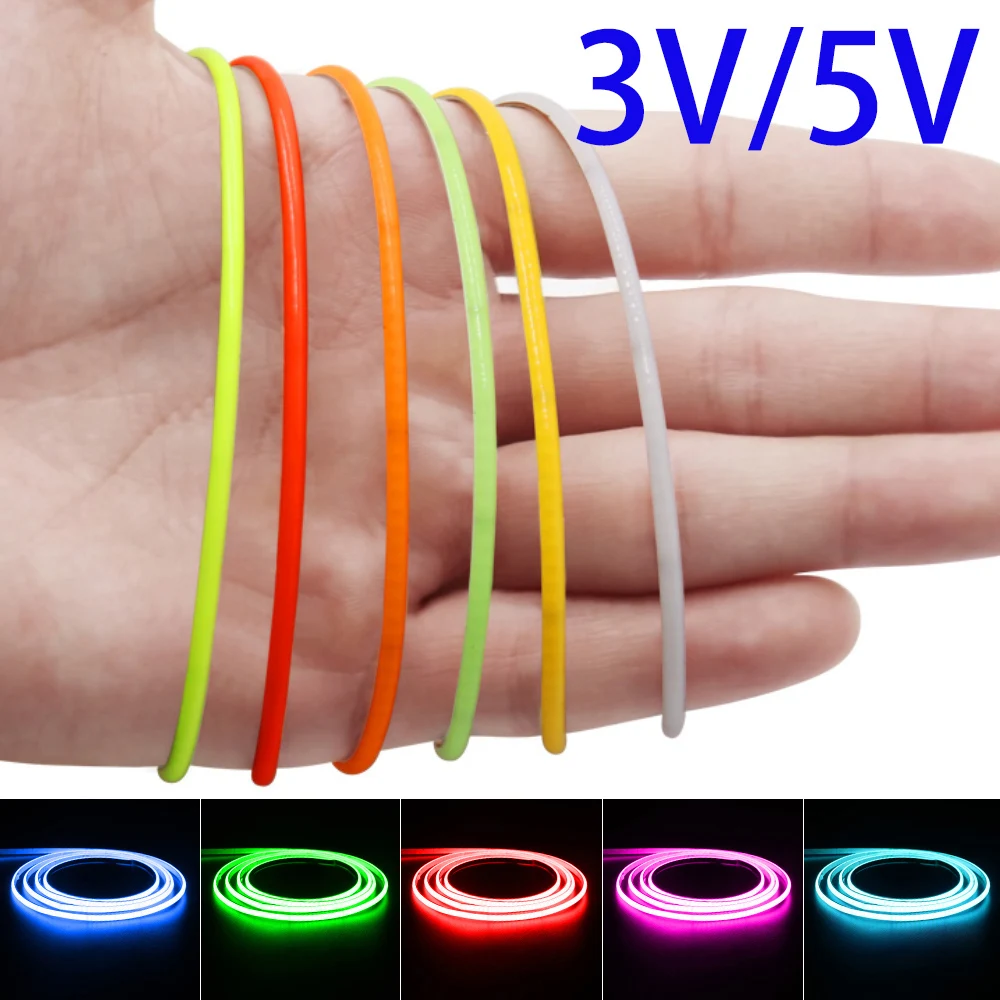 3V 5V 2,7mm Ultra Slim COB LED Streifen Lichter Batteriebetriebene DIY Mini Figur 480LED/m Flexibles Band Licht Rot Warmweiß Dimmbar Image