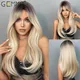 Gemma Ombre braun blond lange gerade synthetische Perücken mit Pony Cosplay Perücke für Frauen Hoch