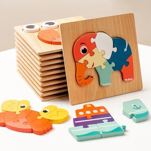 Baby 3d Tiere Holz puzzles cleveres Spiel Montessori lernen Lernspiel zeug für Kinder Puzzle