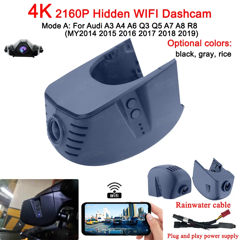 4K Auto Dash Cam Für Audi A3 A4 A5 A6 A7 A8 Q3 Q5 Q7 2004-2020 Auto kamera Video Recorder Dashcam WIFI Auto Dvr Aufnahme Geräte Image